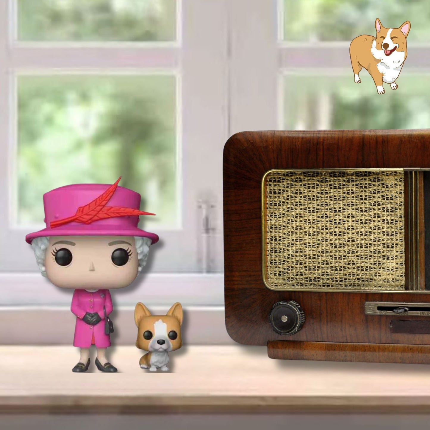 Queen Elizabeth II with her Corgi Funko Pop