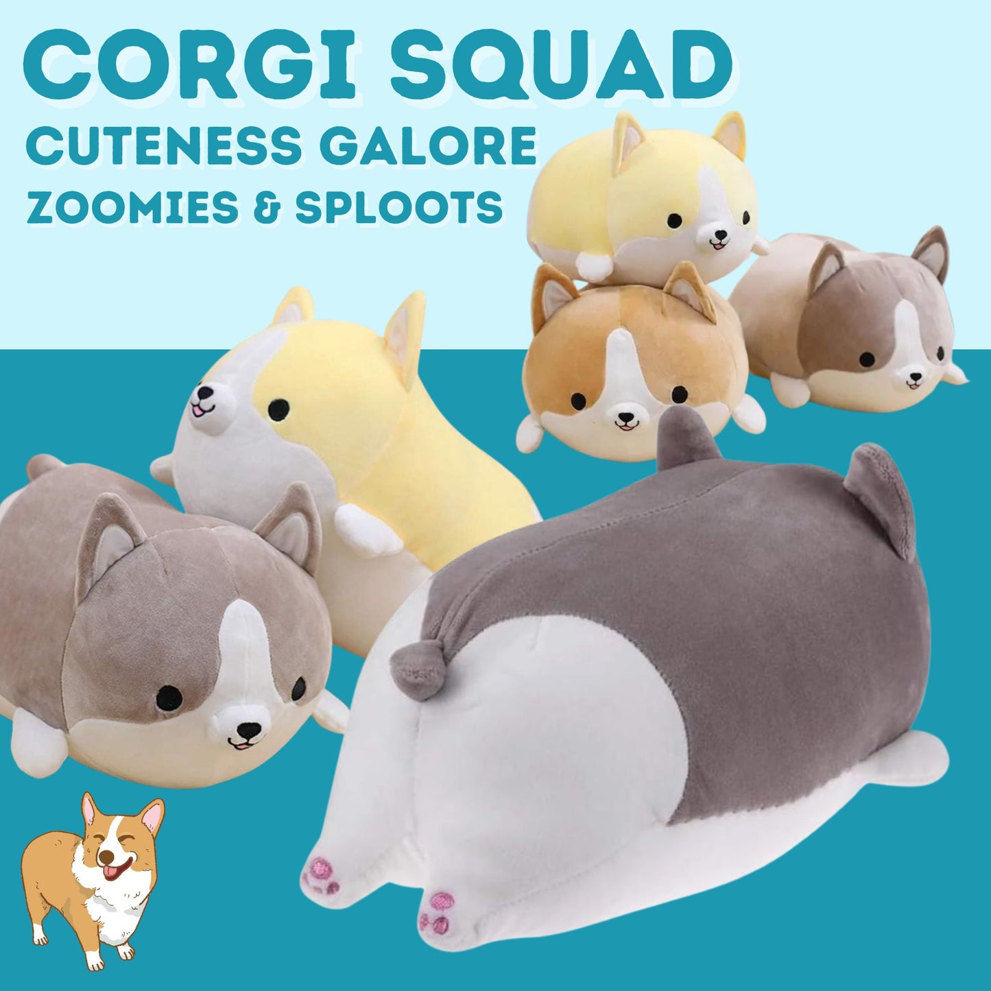 Snuggle SQUAD: The Ultimate Cuddly Corgi Plush Toy!
