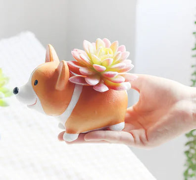 Creative Cartoon Corgi Succulent Planter in Resin