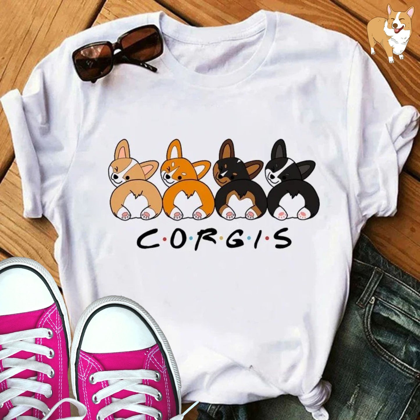 Corgi Friends T-shirt