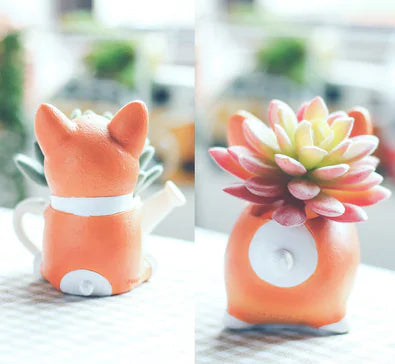 Creative Cartoon Corgi Succulent Planter in Resin