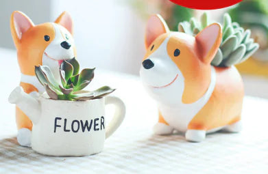 Creative Cartoon Corgi Succulent Planter in Resin