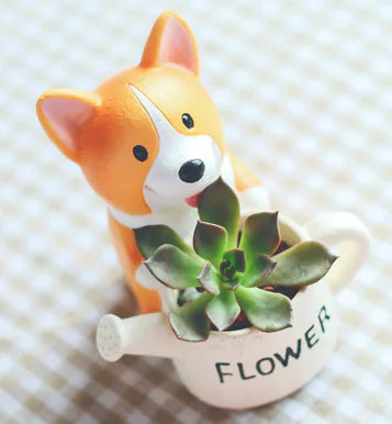 Creative Cartoon Corgi Succulent Planter in Resin